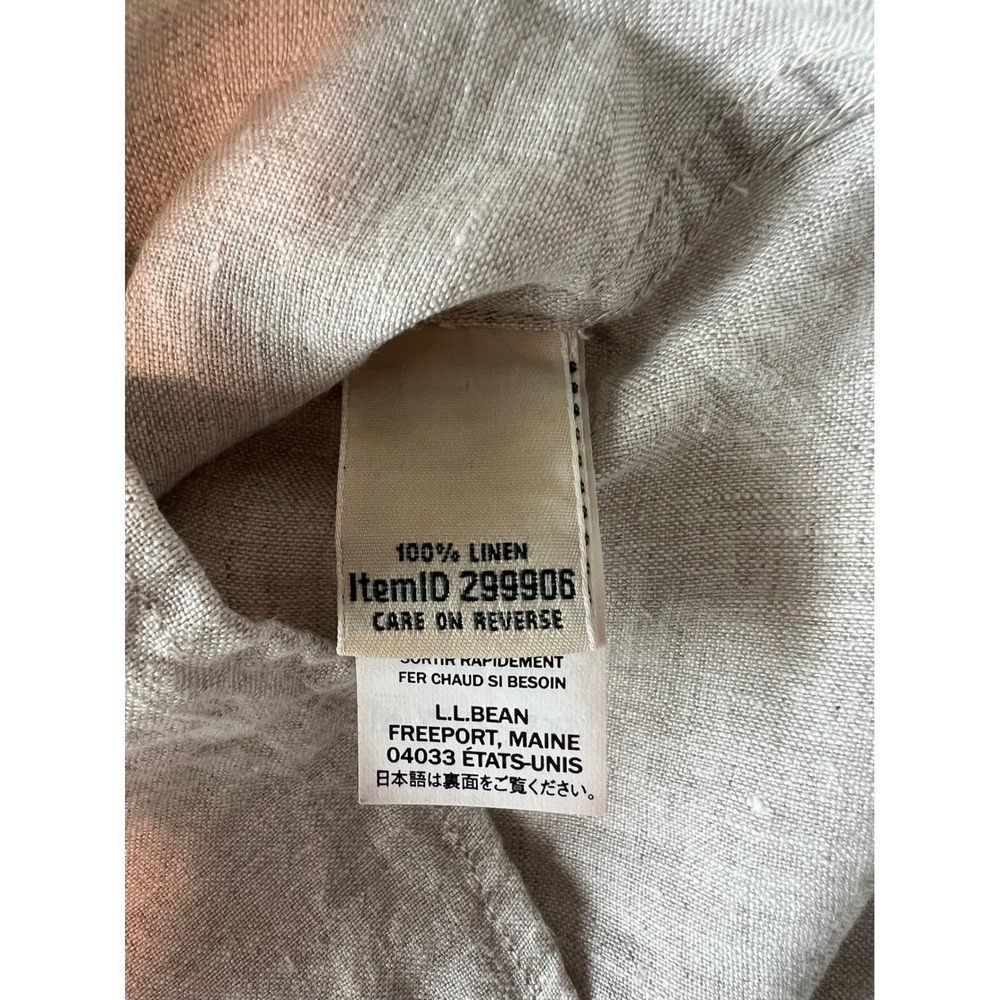 L.L.Bean Women's Beige Linen Long Sleeve Button Down Basic Shirt Top, XL - Picture 6 of 8